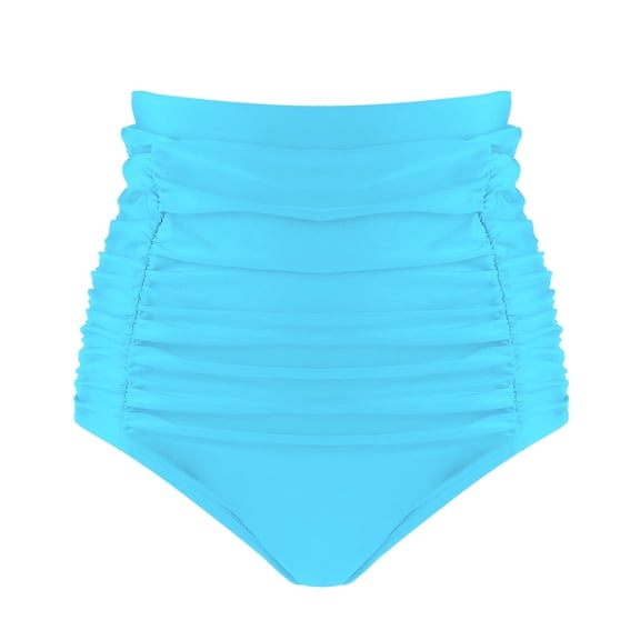 RELLECIGA Women's Sky Blue High Waisted Ruched Bikini Bottom Size Small