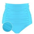 thumbnail image 1 of RELLECIGA Women's Sky Blue High Waisted Ruched Bikini Bottom Size X-Large, 1 of 13