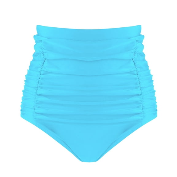 RELLECIGA Women's Sky Blue High Waisted Ruched Bikini Bottom Size XXX-Large