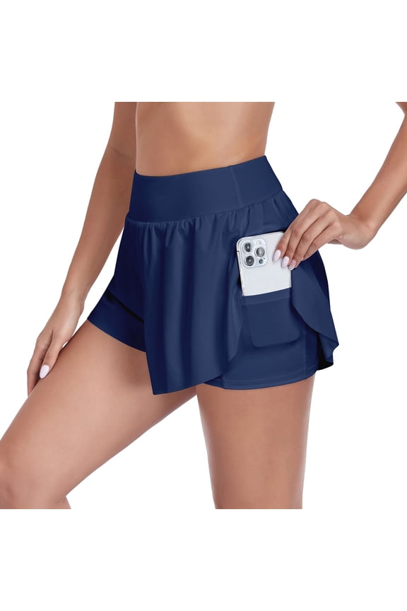 Women's Swim Short High Waisted Tummy Control Swim Board Short Swimsuit Bottoms