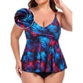 thumbnail image 1 of RELLECIGA Women's Swimsuit Set V Neck Tankini Top with High Waisted Full Coverage Bottom Two Piece Bathing Suit Jungle Size M, 1 of 9