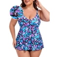 thumbnail image 1 of RELLECIGA Women's Swimsuit Set V Neck Tankini Top with High Waisted Full Coverage Bottom Two Piece Bathing Suit Multi Floral Size XL, 1 of 9