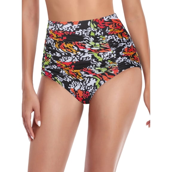 RELLECIGA Women's Swimwear High Waisted Ruched Bikini Bottom