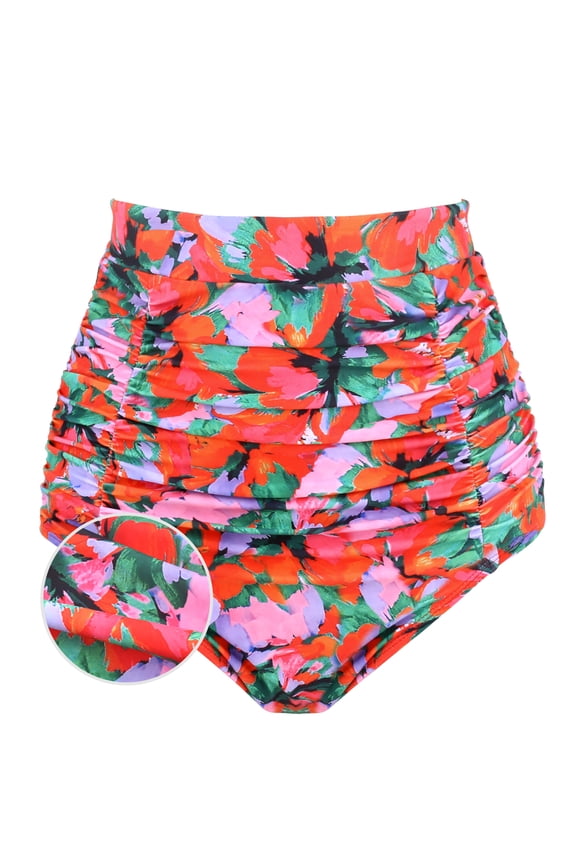 Women's Swimwear High Waisted Ruched Bikini Bottom