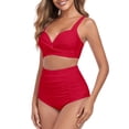 thumbnail image 1 of RELLECIGA Women's Tummy Control Swimsuit Bikini Set V Neck Two Piece Bathing Suits Swimwear, 1 of 9