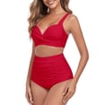 thumbnail image 1 of RELLECIGA Women's Tummy Control Swimsuit Bikini Set V Neck Two Piece Bathing Suits Swimwear, 1 of 9