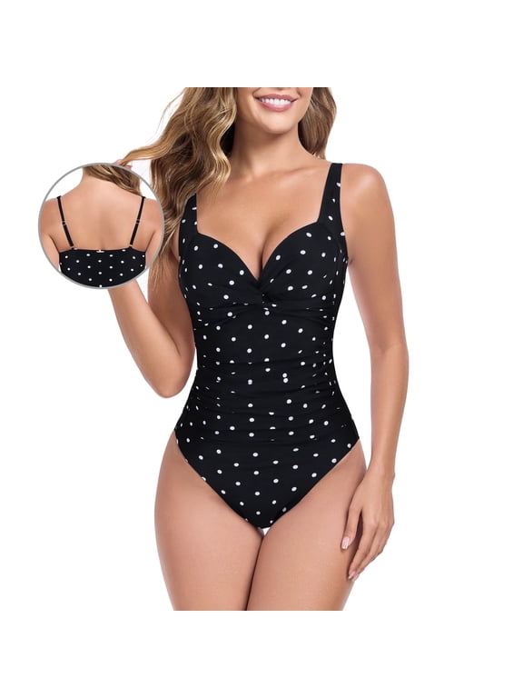 Women's Twist Front One Piece Swimsuit Ruched Tummy Control One Piece Bathing Suits Sexy V Neck Criss Cross Monikini Black Size XXXL