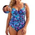 thumbnail image 1 of RELLECIGA Women's Twist Front One Piece Swimsuit for Lady Ruched Tummy Control One Piece Bathing Suits for Women Multi Floral Size XL, 1 of 12