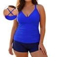 thumbnail image 1 of RELLECIGA Women's Plus Size Twist Front Ruched Tankini Bathing Suits Vintage Two Piece V-Neck Tummy Control Swimsuits, 1 of 10