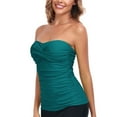 thumbnail image 1 of RELLECIGA Women's Twist Ruched Bandeau Tankini Top Black Tube Top Swimsuit Molded Cups Tummy Control Sexy Bathing Suits Top Only, 1 of 8