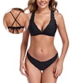 thumbnail image 1 of RELLECIGA Women's V Neck Bikini Set Wave Triangle Top Cheeky Two Piece Bathing Suits, 1 of 11