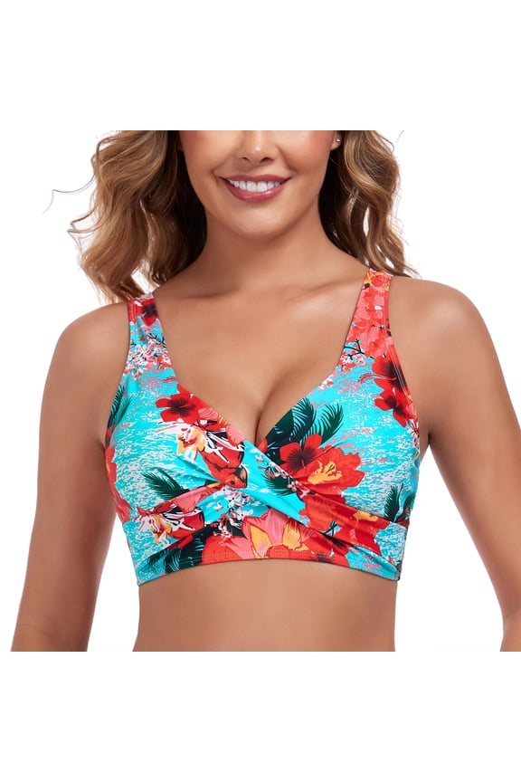 Women's V Neck Underwire Bathing Suit Criss Cross Bikini Top