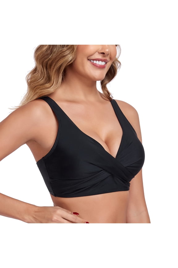 Women's V Neck Underwire Bathing Suit Criss Cross Bikini Top
