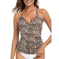 thumbnail image 1 of RELLECIGA Women's V Neckline Tankini Top Bathing Suits Ruched Swimwear, 1 of 7