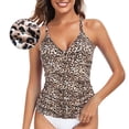 thumbnail image 1 of RELLECIGA Women's V Neckline Tankini Top Bathing Suits Ruched Swimwear, 1 of 11