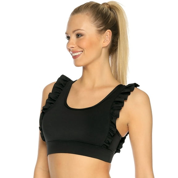 RELLECIGA Yoga Women's Ruffle Scoop Neckline Sports Bras Fitness Support Workout Bras