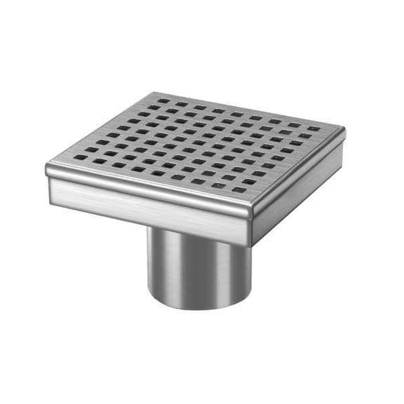 RELN 4 in. x 4 in. Stainless Steel Square Shower Drain with Square Pattern Drain Cover