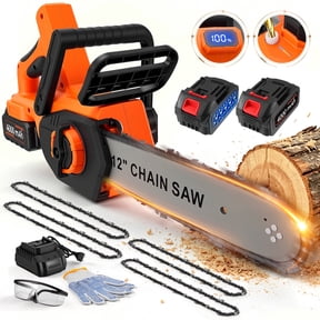 Doulami 12" Chainsaw, Cordless battery Chainsaw with 2x 4.0Ah Batteries,Electric Chainsaw with 1200W Brushless Motor, Automatic Lubrication, Power Chain Saw for Wood Cutting Tree Trimming,Orange