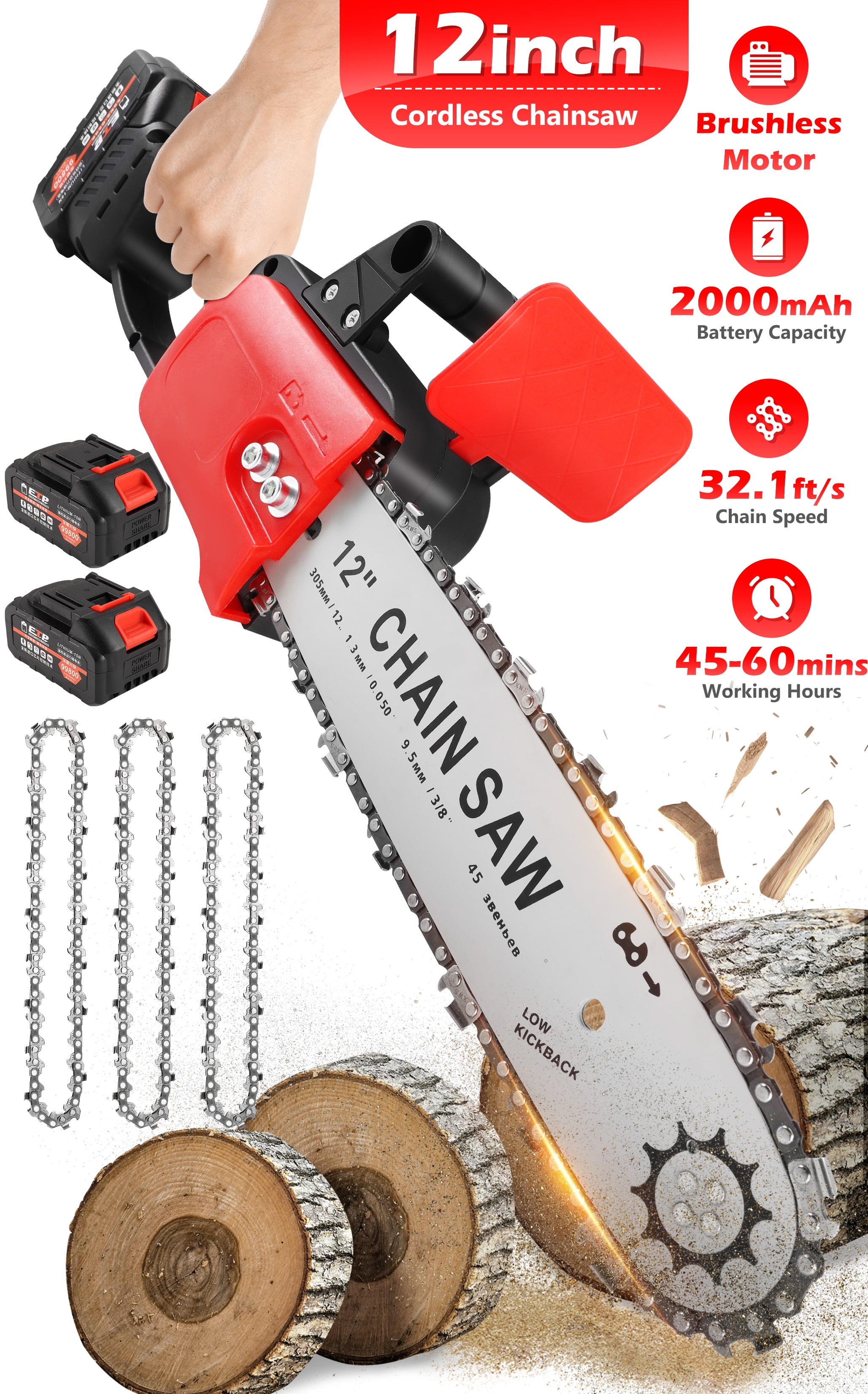 12 inch battery operated chainsaw sale