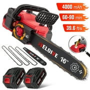RELOIVE 16" Brushless Cordless Chainsaw, 42V 4000mAh with 3 Chains & Dual Chargers for Heavy-Duty Tree Cutting