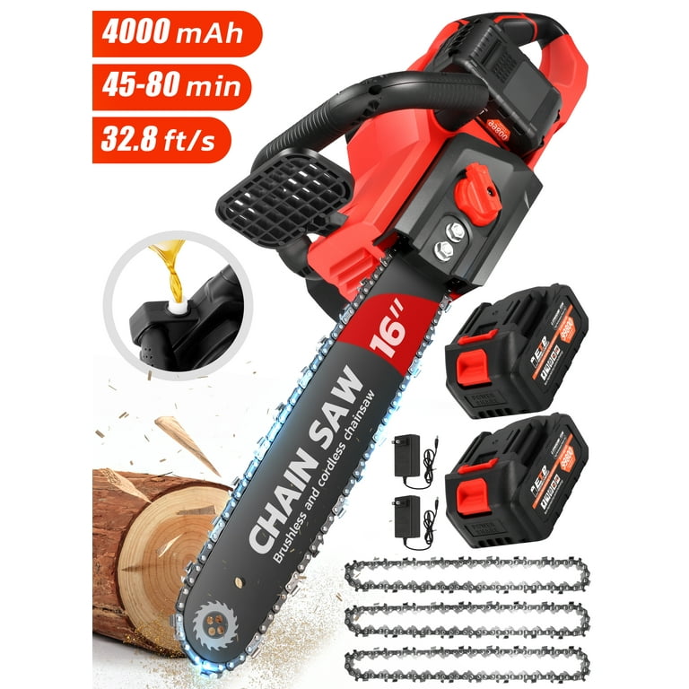 RELOIVE 16 inch Cordless Chainsaw Kit with 2x2000mAh Li Batteries 3 Chains Dual Chargers Walmart