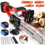 RELOIVE 18-inch Cordless Electric Chainsaw with Brushless Motor, 28,500 RPM, 34.9 FT/S Chain Speed, Includes 2 x 4.5Ah Batteries, 4 Chains,Portable Handheld Wood Cutting Tool
