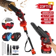 RELOIVE 2-in-1 Cordless Pole Saw & 6"&8" Mini Chainsaw with, 5.7-7.9FT Telescoping Branch Cutter with 2PCS 4000mAh Batteries and a Charger, Brushless Electric Pole Saw for Tree Trimming, Wood Cutting