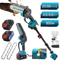 RELOIVE 2-in-1 Cordless Pole Saw & 6" Mini Chainsaw, 4.9-6.8FT Telescoping Branch Cutter with 2PCS 4000mAh Batteries and a Charger, Brushless Pole Saw for Tree Trimming, Wood Cutting