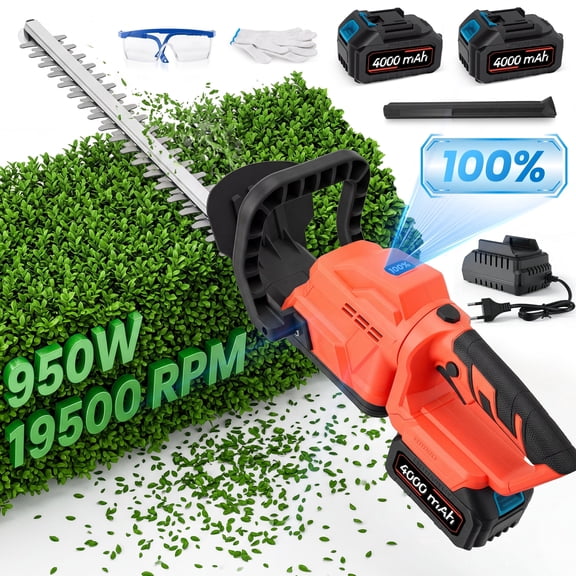 RELOIVE 20" Cordless Hedge Trimmer,24V Rechargeable Hedge Cutter with 20" Double Action Blade and 2PCS 2000MAH Batteries, Lightweight Grass Shrub Trimmer