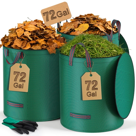 RELOIVE Leaf Bags,Heavy Duty Garden Yard Waste Bags,3 Packs 72 Gallons Reusable Lawn Bags with Reinforced Carry Handles&Lid,Camping Yard Recycling Trash Bags for Debris Leaves Grass