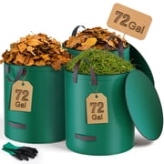 RELOIVE Leaf Bags,Heavy Duty Garden Yard Waste Bags,3 Packs 72 Gallons Reusable Lawn Bags with Reinforced Carry Handles&Lid,Camping Yard Recycling Trash Bags for Debris Leaves Grass