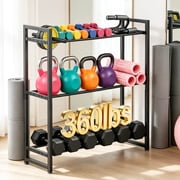 RELOIVE 3-Tier Adjustable Dumbbell Rack,360lbs Heavy Duty Carbon Weight Storage for Home Gym,Easy Assembly