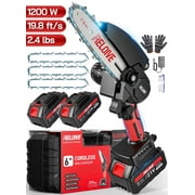 RELOIVE RELOIVE 6 in Mini Chainsaw with 2PCS 2.0 Ah Batteries 3 Chains,Cordless Small Handheld Chain Saw for Wood Cutting Tree Trimming