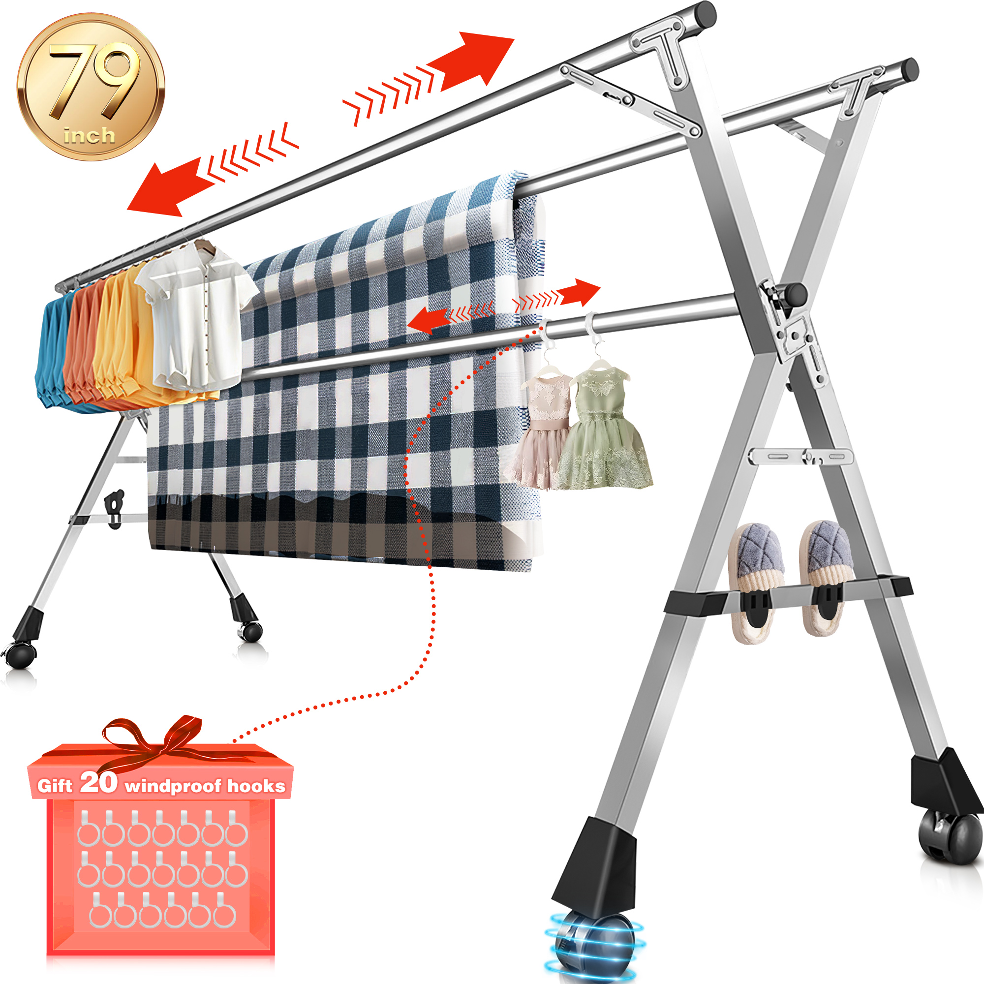 Mainstays Expandable Steel Laundry Drying Rack, White