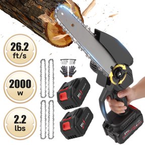 YAHHU 6 Inch Mini Cordless Chainsaw, Handheld Electric Chain Saw with 2 ...