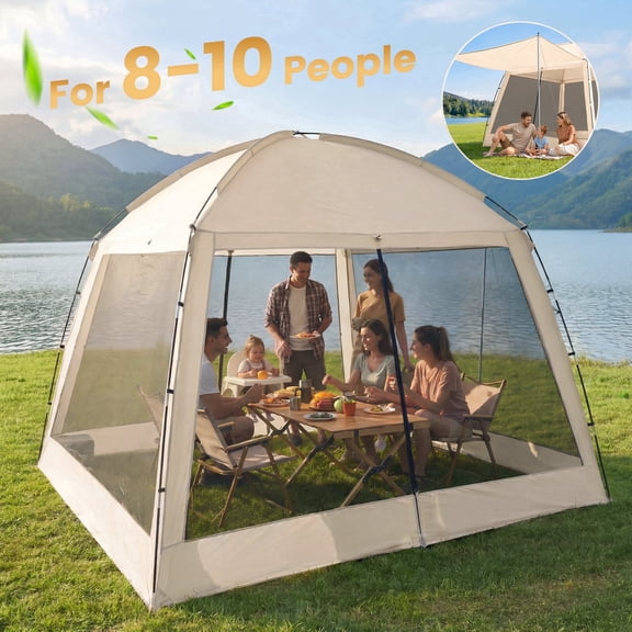 RELOIVE Camping Screen Tent with Sky Canopy,11x11ft Portable Screen Canopy 8-10 Person & Instant UV Resistant Sun Shelter,Easy to Set Up & Waterproof,Suitable for Family Camping Trip,Backyard,Picnic