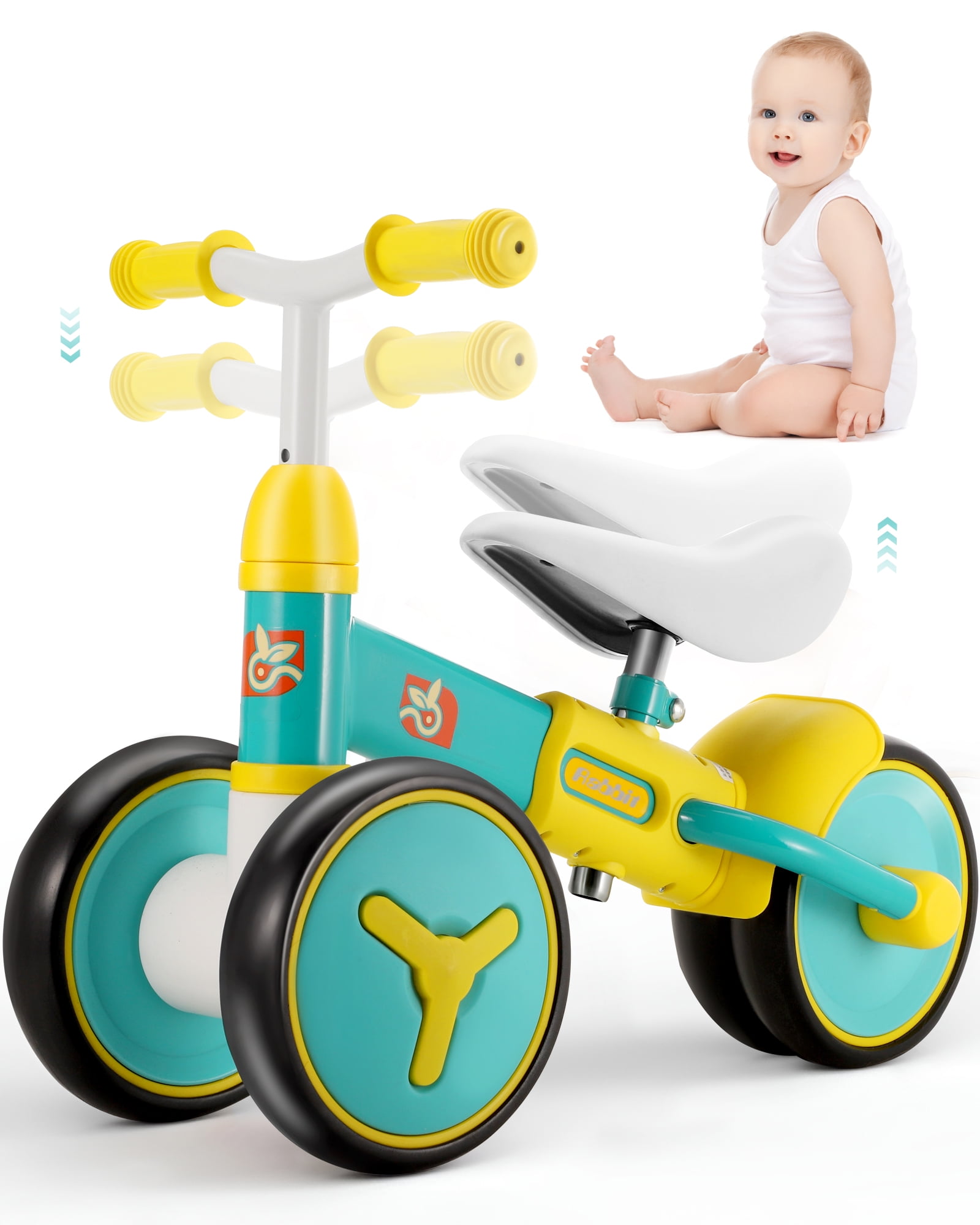 RELOIVE Baby Balance Bike Toddler Baby Bicycle with 4 Wheels 10 36 Months Adjustable Handlebar Baby Outdoor Bike Riding Toy First Birthday Gift