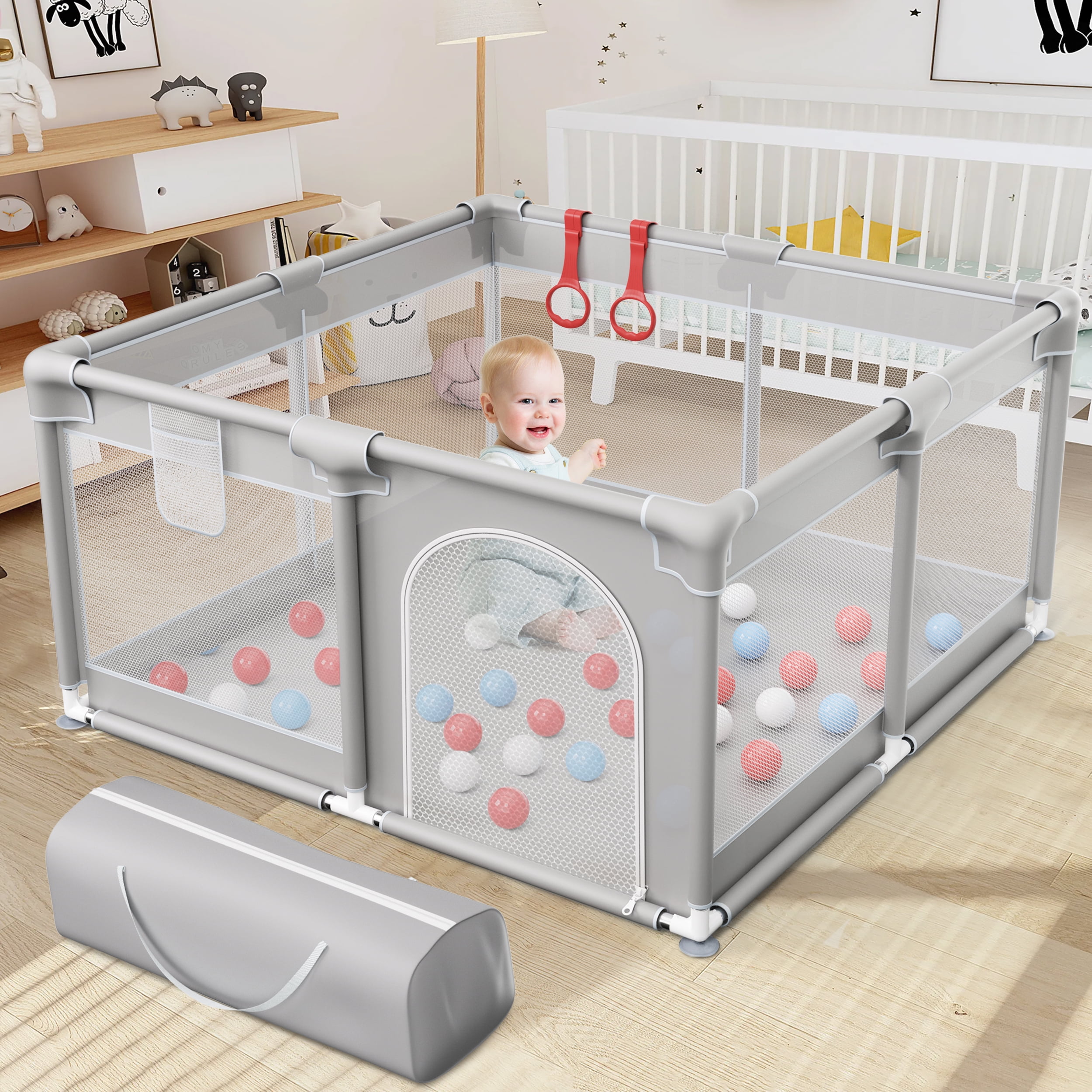 RELOIVE 50-inch Baby Playpen with Basketball Hoop, Play Yard for Boys ...