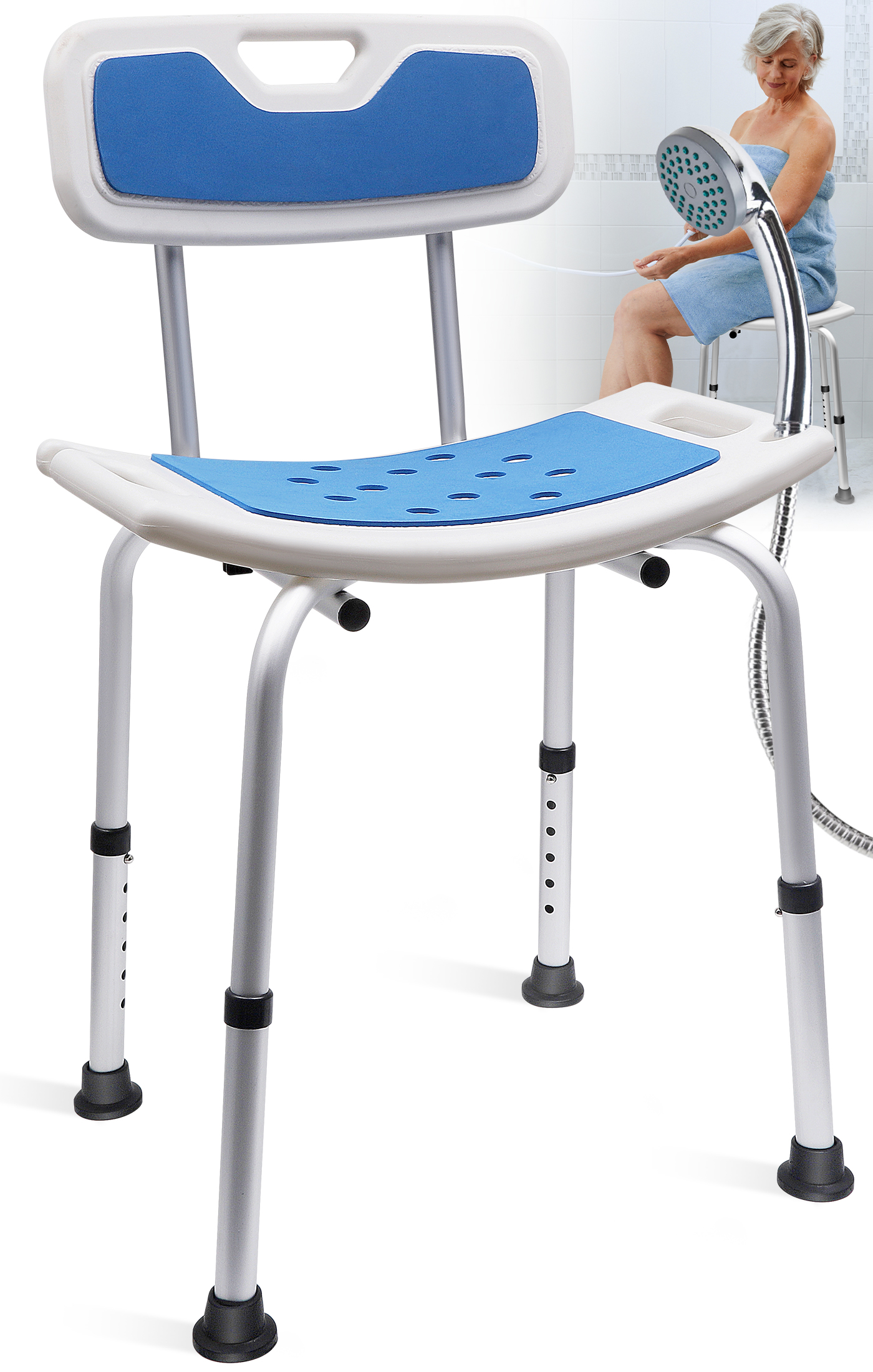 RELOIVE Bath Chair and Shower Chair with Back and Padded Armrests