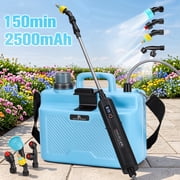 RELOIVE Battery Powered Sprayer, 2 Gallon Electric Garden Sprayer with 2.5Ah Battery, 4 Nozzles, 3 Adjustable Spray Modes, Water Pump Sprayers with Adjustable Shoulder Strap for Yard, Lawn and Garden