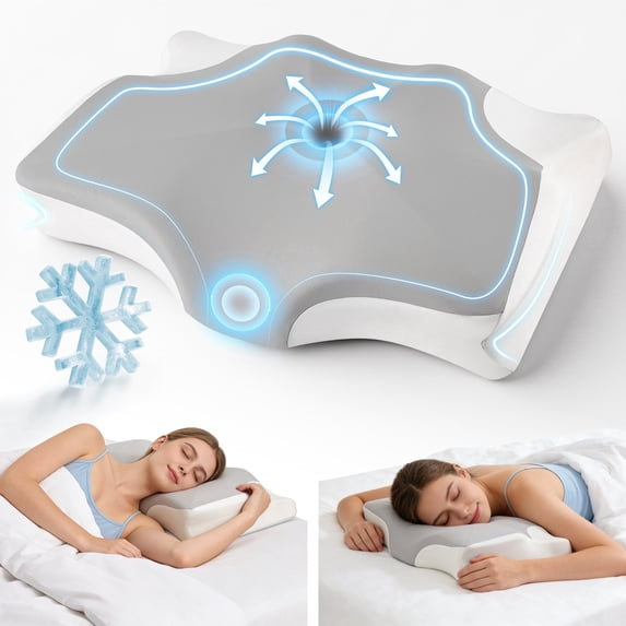 RELOIVE Cervical Neck Pillow for Pain Relief,Contour Memory Foam Pillow,Ergonomic Neck Support Pillow for Side Back Stomach Sleepers with Pillowcase,grey