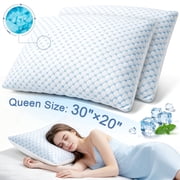 Doulami Cooling Pillows,Adjustable Shredded Memory Foam Bed Pillows, Support &Heat Dissipation Tech for Side,Back,Stomach & Hot Sleepers,Queen Size 2 Pack 20" x 30"