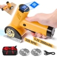 thumbnail image 1 of RELOIVE Cordless Electric Scissors,4.2V 25W Cardboard Cutter Tool,Upgrade Rotary Electric Box Cutter with 2 Blades,4-Speed,LED Light,2.0Ah Battery for Fabric, Cardboard, Leather, Carpe,Yellow, 1 of 13
