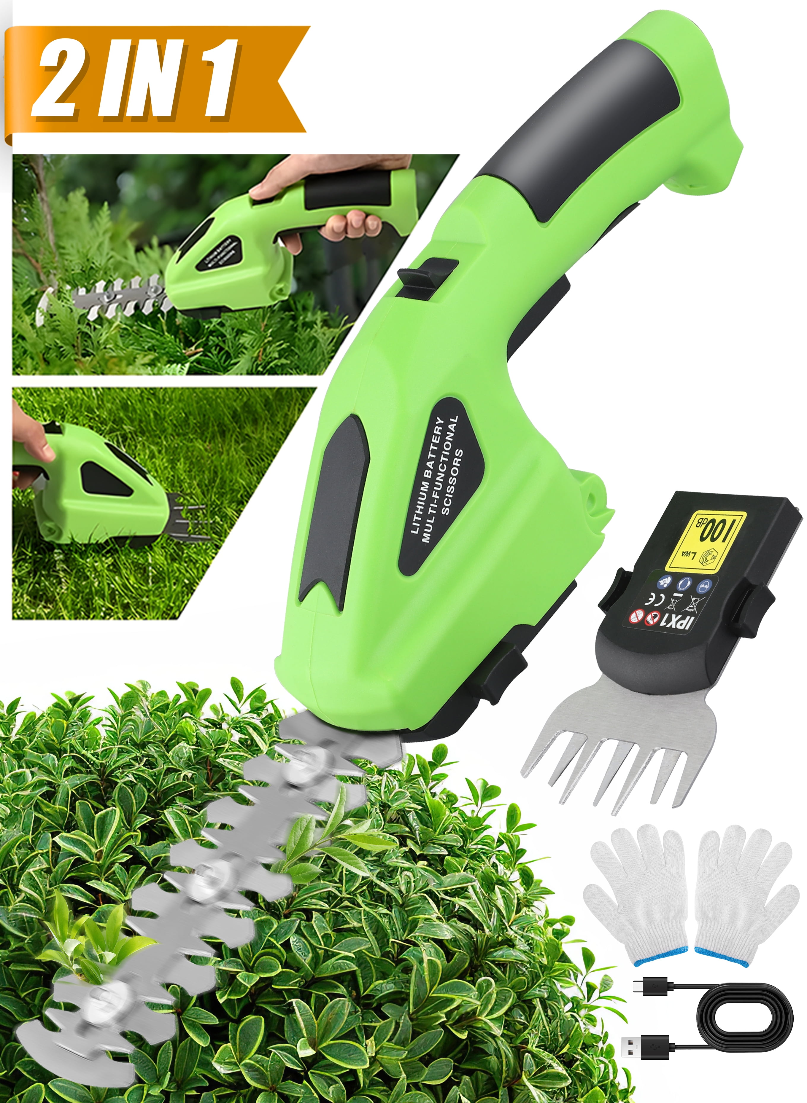 RELOIVE Cordless Grass Shear Shrubbery Trimmer 2 in 1 Handheld Hedge Trimmer 7.2V Electric Grass Trimmer Hedge Shears Grass Cutter with 2000mAh Rechargeable Lithium Ion Battery and USB Charger Walmart...