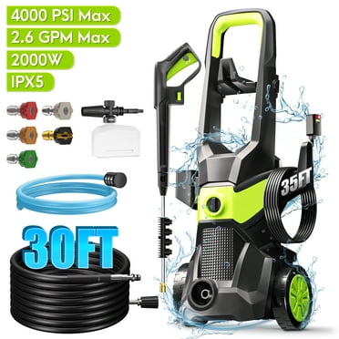 RELOIVE Electric Pressure Washer, 2000W Motor, 4000PSI Pressure, 2.6GPM Max Flow, 5 Multiple Nozzles, A Foam Cannon, 30FT Water Hose Length & 35FT Power Cord Length