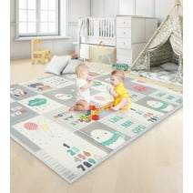 RELOIVE Foldable Baby Play Mat,Reversible Foam Playmat for Floor,79"x59"Large Waterproof  Anti-Slip Activity Playmats  with Travel Bag for Babies,Toddlers, Infants
