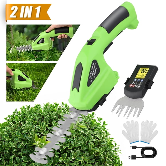 RELOIVE Hedge Trimmer Cordless,2-in-1 Cordless Grass Shears,7.2V Electric Shrub Trimmer with 2.0 Ah Battery,Green