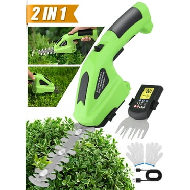 RELOIVE Hedge Trimmer Cordless,2-in-1 Cordless Grass Shears,7.2V Electric Shrub Trimmer with 2.0 Ah Battery,Green