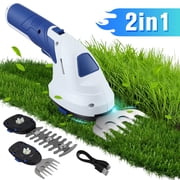 RELOIVE Hedge Trimmer Cordless,2-in-1 Cordless Grass Shears,7.2V Electric Shrub Trimmer with 2.0 Ah Battery,Blue