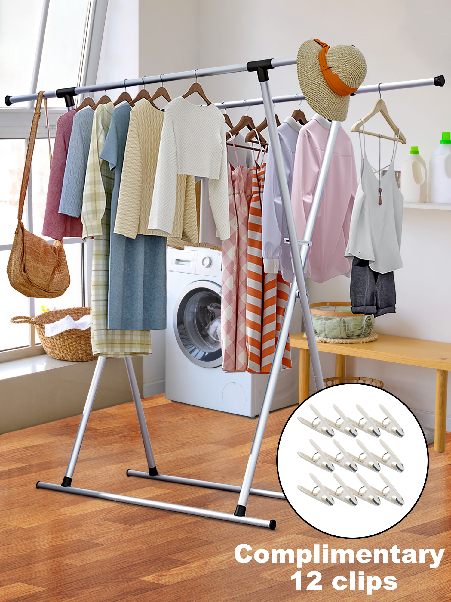 Mainstays Space-Saving 2-Tier Tripod Hanging Clothes Drying Rack, Steel ...